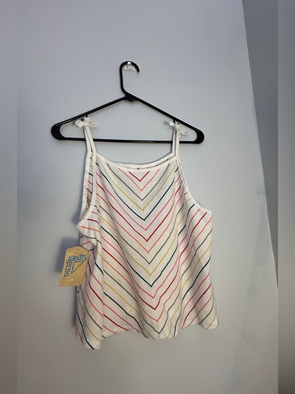 White Multicolor Striped Ribbed Tank Top - Picture 2 of 4